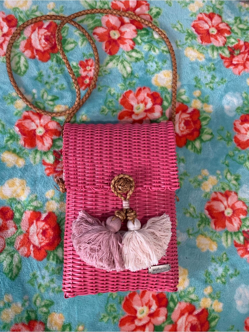 Wakami Recycled Pink Hand Woven Phone Purse Rare